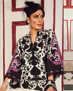 Black Wash Semi-Lawn Printed Unstitched Dress Material