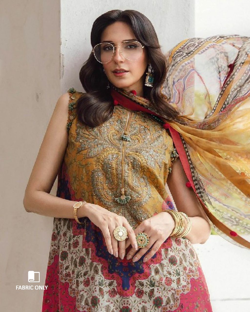 Antique Ruby Semi-Lawn Printed Unstitched Dress Material