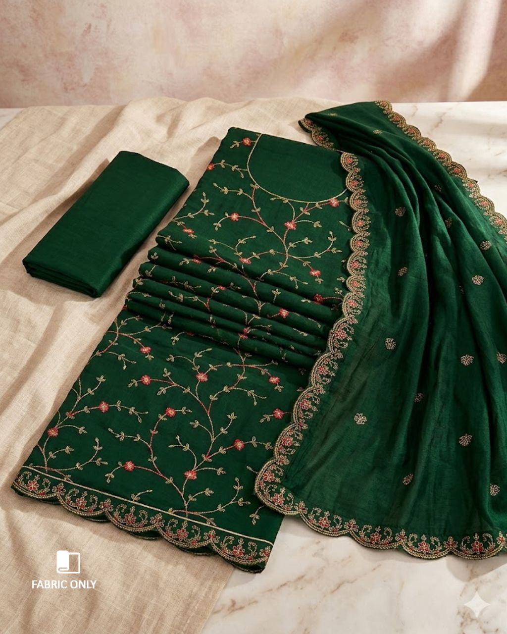 Haunted Forest Green Vichitra Silk Kashmiri Work Regal Heritage