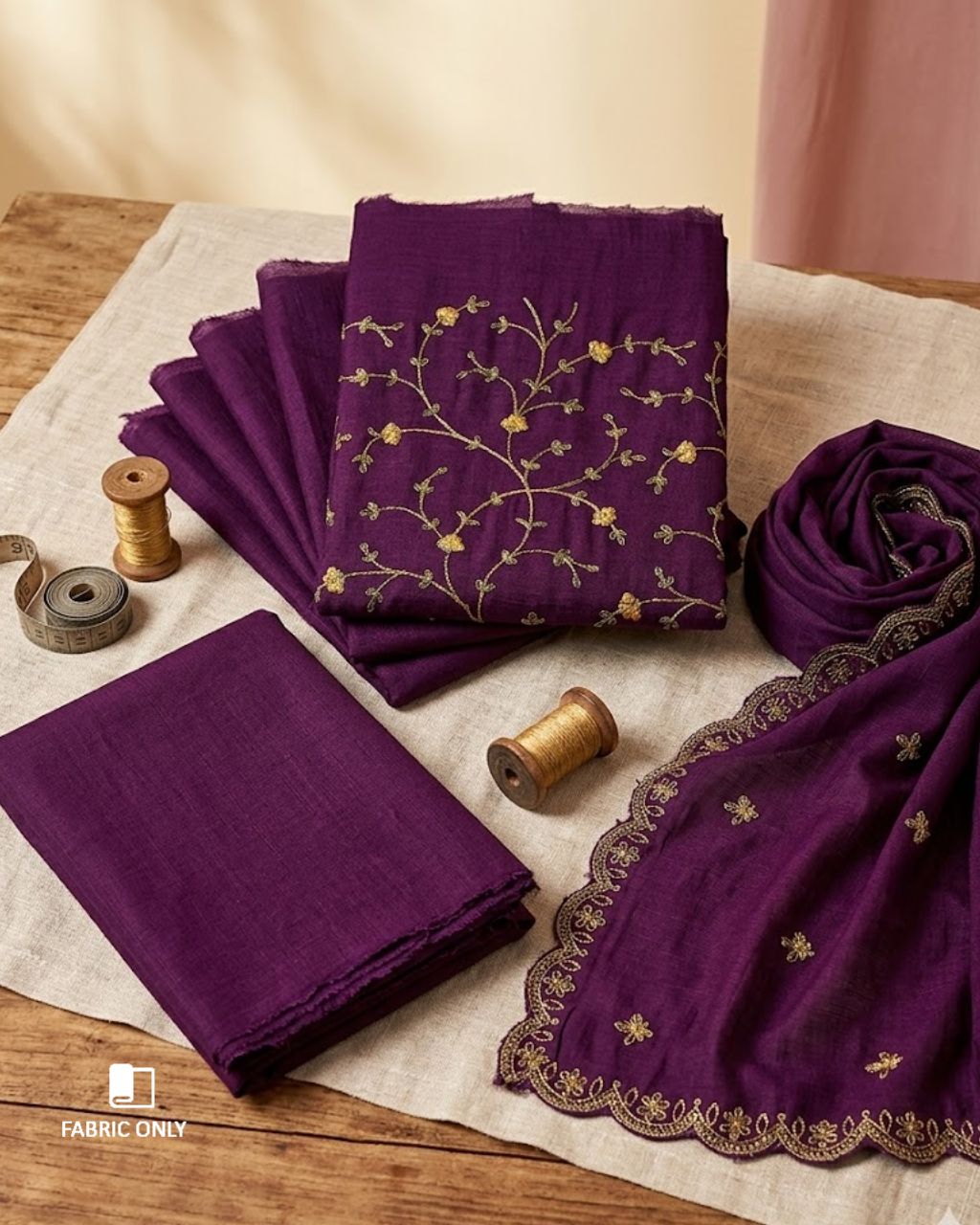 Pion Purple Vichitra Silk Kashmiri Exquisite Craftsmanship Work