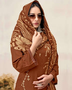 Cumin Brown Rayon Sequence Embroidered Subtle Glow Edit