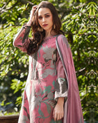 Ethereal Sprinkled With Pink Viscose Pashmina Digital Print And Fancy Work Unstitched Dress Material