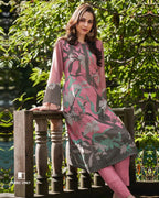 Ethereal Sprinkled With Pink Viscose Pashmina Digital Print And Fancy Work Unstitched Dress Material