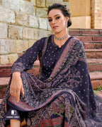 Carbon Blue Digital Print Viscose Pashmina Unstitched Dress Fabric