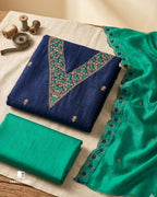 Pico Void Blue Vichitra Silk Subtle Sophistication