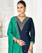 Pico Void Blue Premium Vichitra Silk Unstitched Dress Material