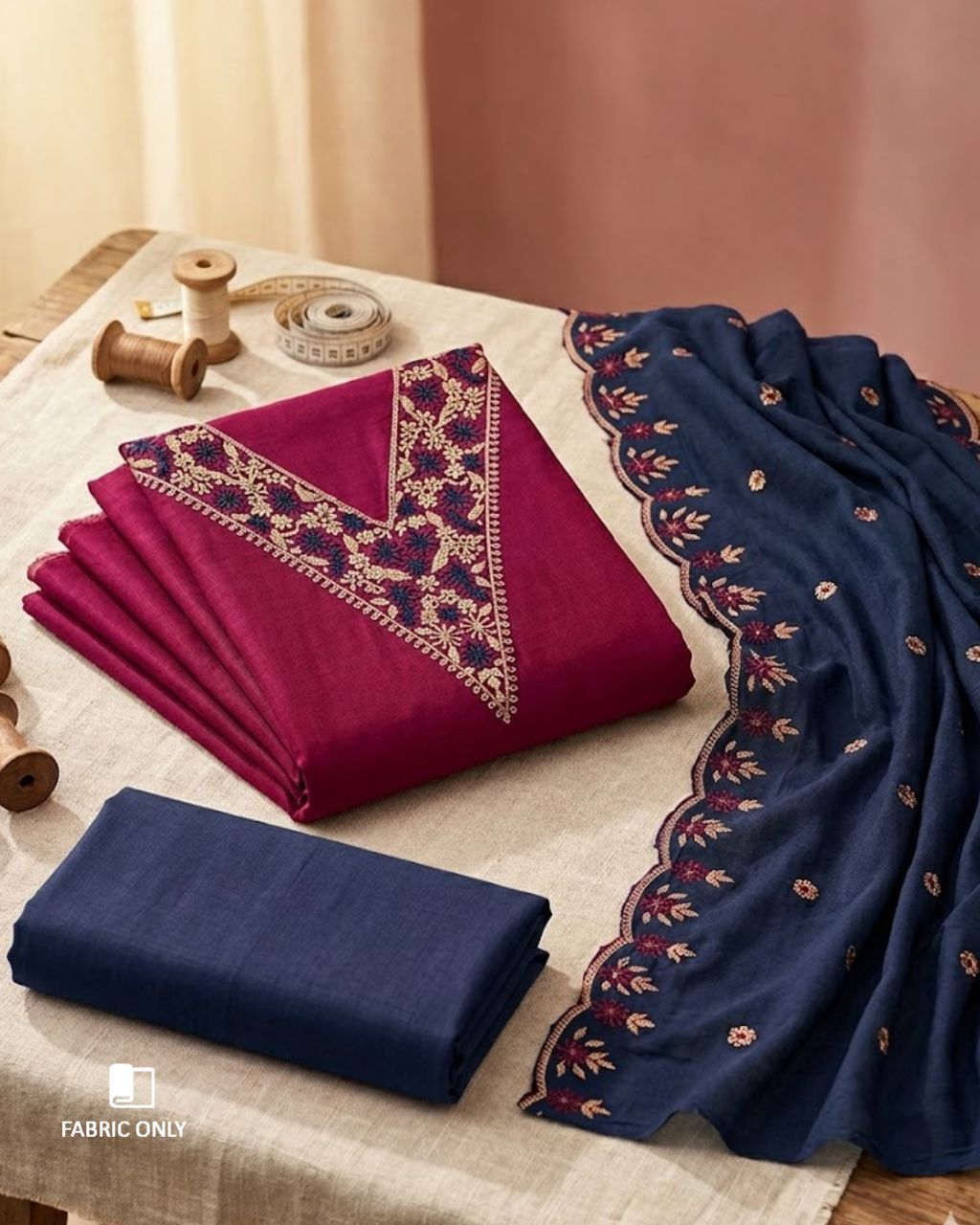 Vivid Burgundy Vichitra Silk Festive Graceful Drapes