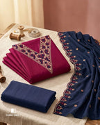 Vivid Burgundy Vichitra Silk Festive Graceful Drapes