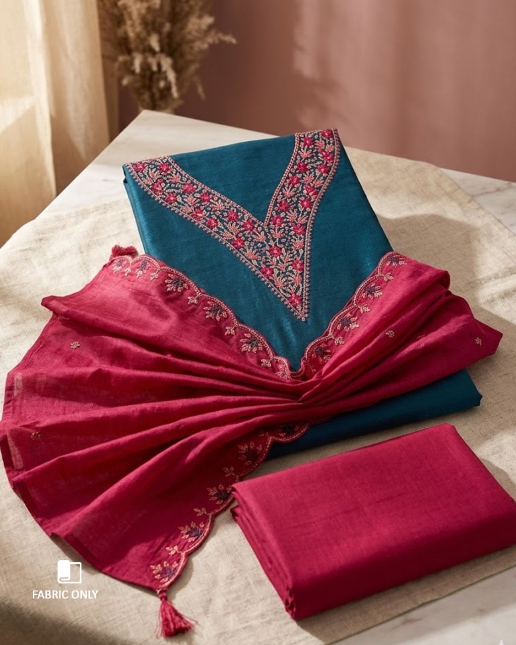 Chathams Blue Vichitra Silk Classic Harmony Edit