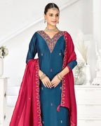 Chathams Blue Vichitra Silk Classic Harmony Edit