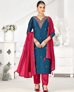 Chathams Blue Vichitra Silk Classic Harmony Edit