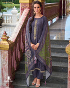 Prophetic Sea Blue Viscose Pashmina Digital Print Unstitched Dress Material