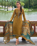 Traditional Yukon Gold Viscose Pashmina Digital Print Unstitched Dress Material