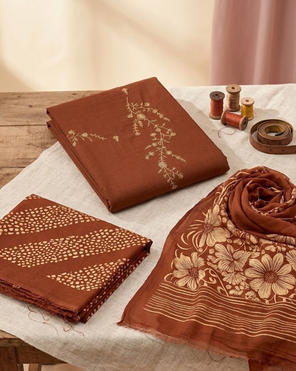 Cumin Brown Rayon Sequence Embroidered Subtle Glow Edit