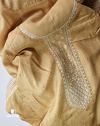 Tiger Orange Thread Embroidered Dola Silk Unstitched Dress Material