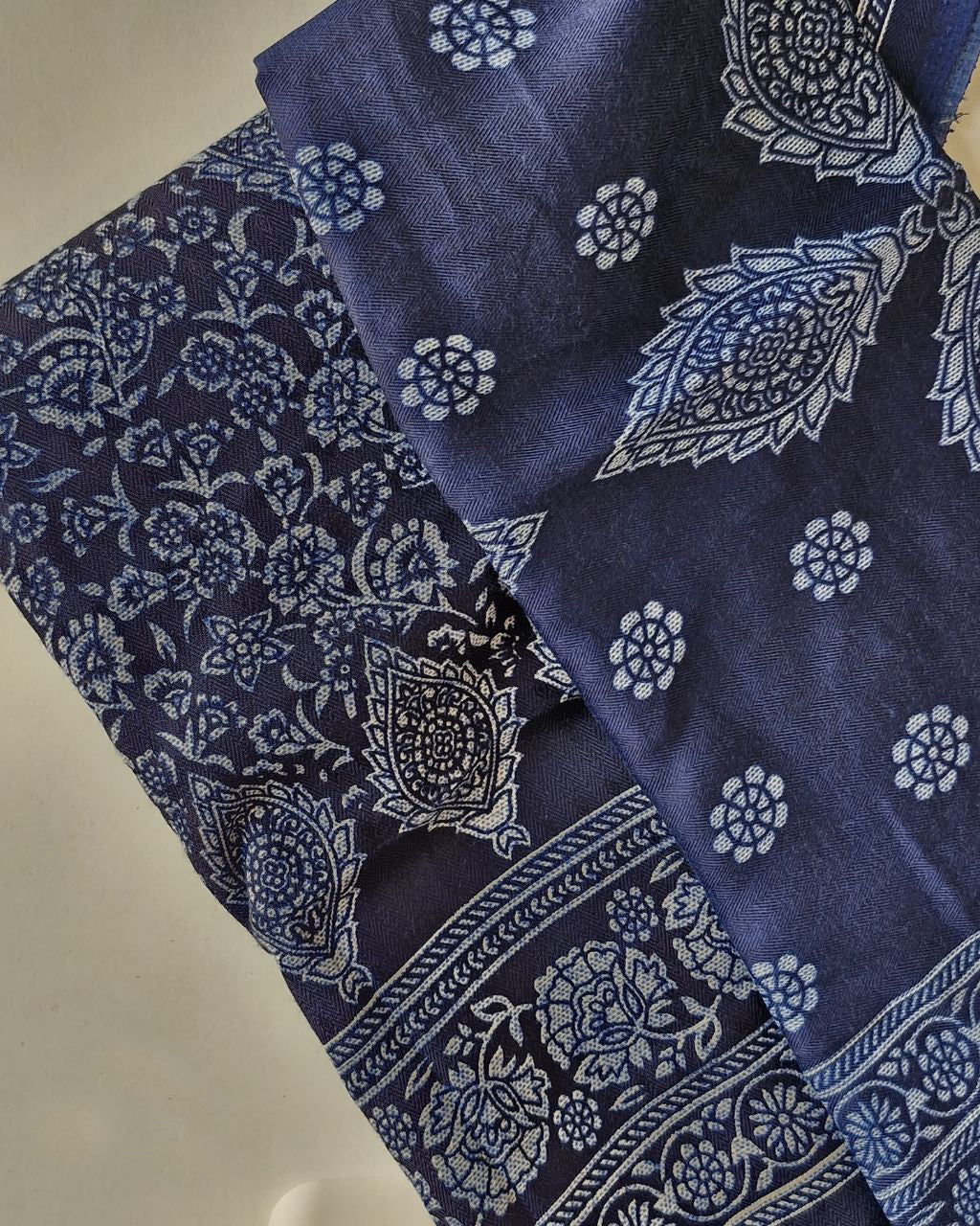 Royal Blue Metallic Woollen Pashmina Luxe Drape Set
