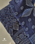 Royal Blue Metallic Woollen Pashmina Luxe Drape Set