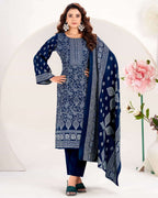 Royal Blue Metallic Woollen Pashmina Luxe Drape Set
