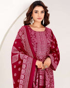 French Winery Red Woollen Pashmina Statement Set
