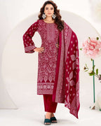 French Winery Red Woollen Pashmina Statement Set