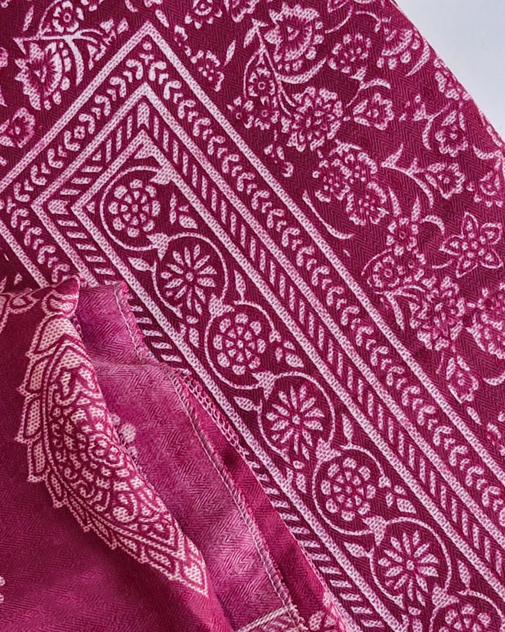 Rose Bud Cherry Purple Woollen Pashmina Grace Collection