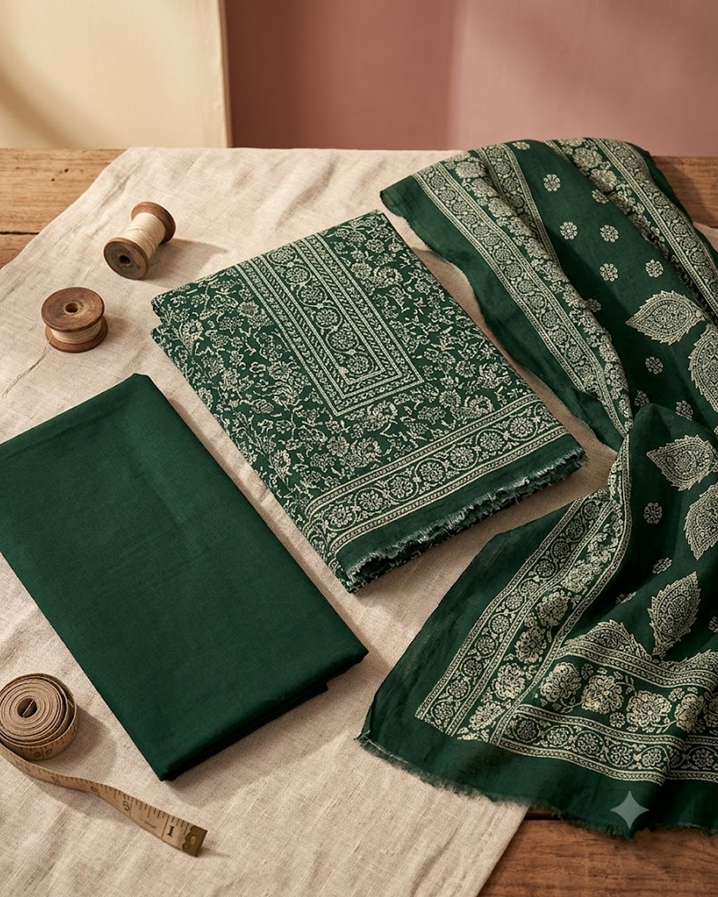 Nightly Woods Green Woollen Spun Pashmina Luxury Meets Tradition