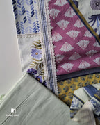 Wild Blue Yonder & White Lawn Cotton Unstitched Dress Material