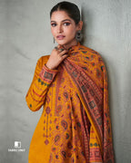 Fire Bush Orange Viscose Jam Satin With Heavy Embroidery Work Unstitched Dress Material