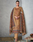Hamster Fur Beige Viscose Jam Satin With Heavy Embroidery Work Contemporary Elegance
