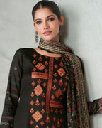 Petroleum Black Viscose Jam Satin With Heavy Embroidery Work Artistry Edit