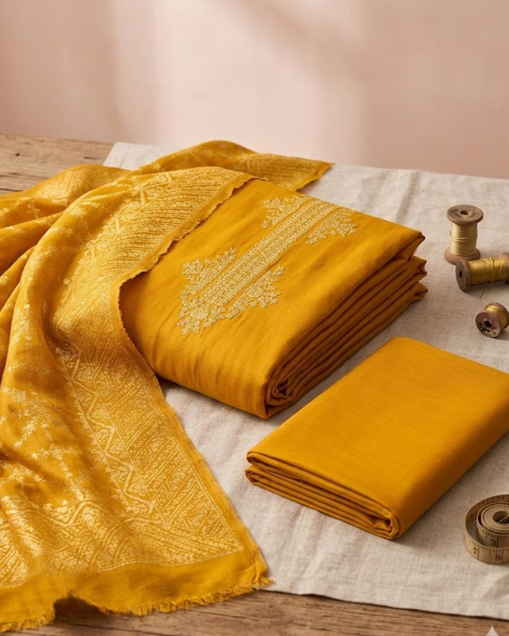 Gold Fusion Viscose Pashmina with Rich Jacquard Embroidery