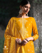 Gold Fusion Viscose Pashmina With Heavy Embroidery Work Jacquard Unstitched Dress Material