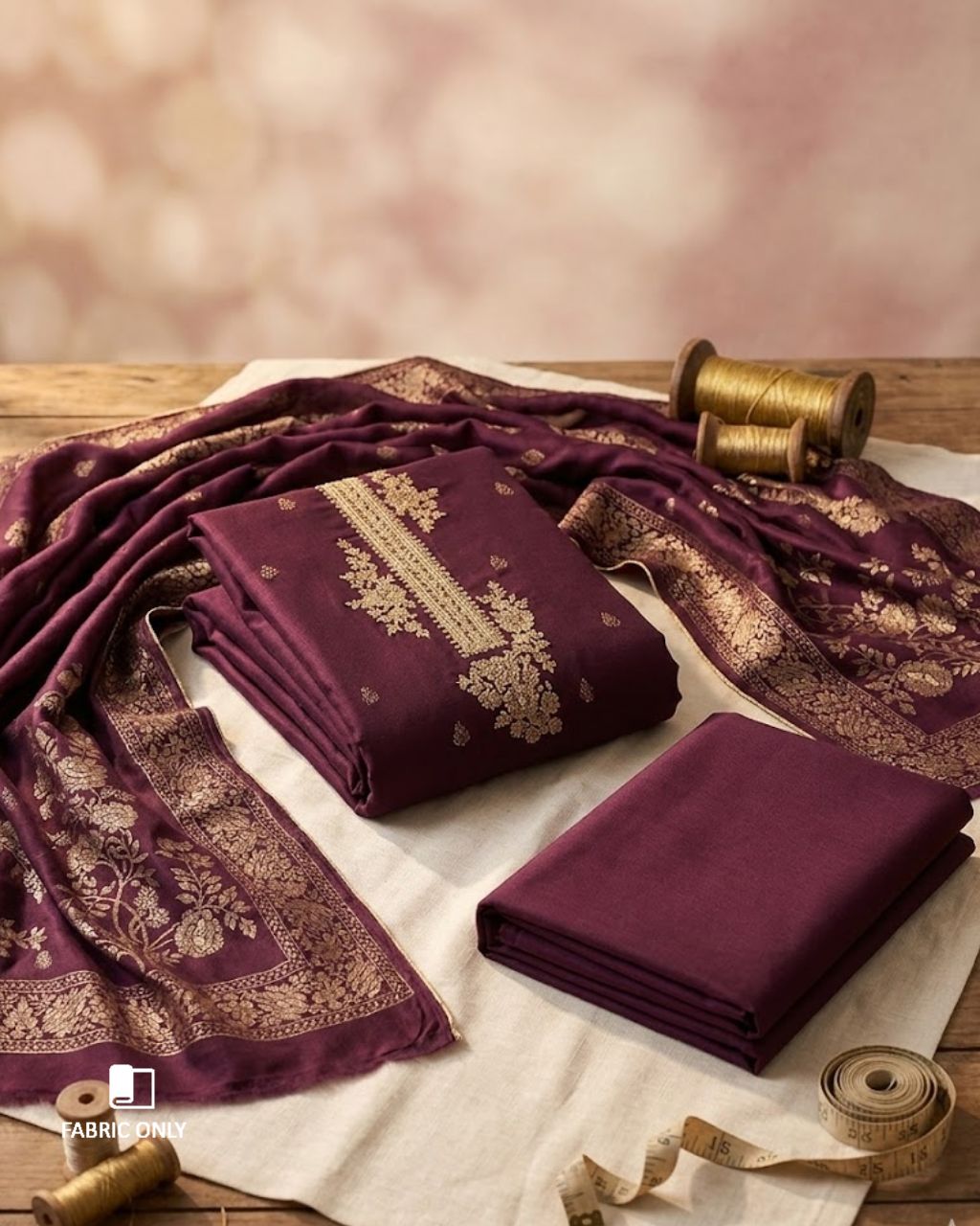 Plum Purple Viscose Pashmina With Heavy Embroidery Work Jacquard Radiant Sophistication