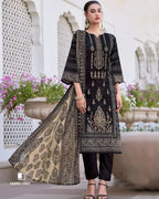 To Hell and Black Cotton with Heavy Embroidery & Mal Dupatta Unstitched Dress Material