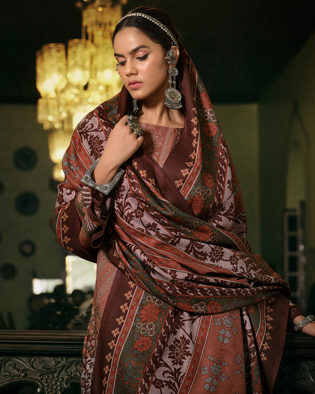 Sedona Stone Brown Alpine Wool Unstitched New Luxury Dress Material