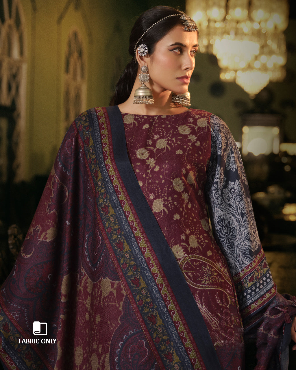 Vino Tinto Maroon Alpine Wool Unstitched New Luxury Dress Material