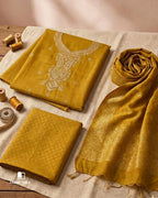 Harvest Eve Gold Viscose Pashmina Jacquard Heavy Embroidery Regal Splendor