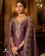 Mahogany Cherry Viscose Woolen Pashmina With Heavy Embroidery Work Unstitched Dress Material