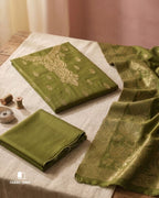 Worn Olive Green Viscose Pashmina Jacquard Heavy Embroidery The Essence of Elegance