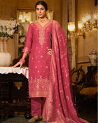 Mandy Pink Viscose Woolen Pashmina with Heavy Embroidery Aura