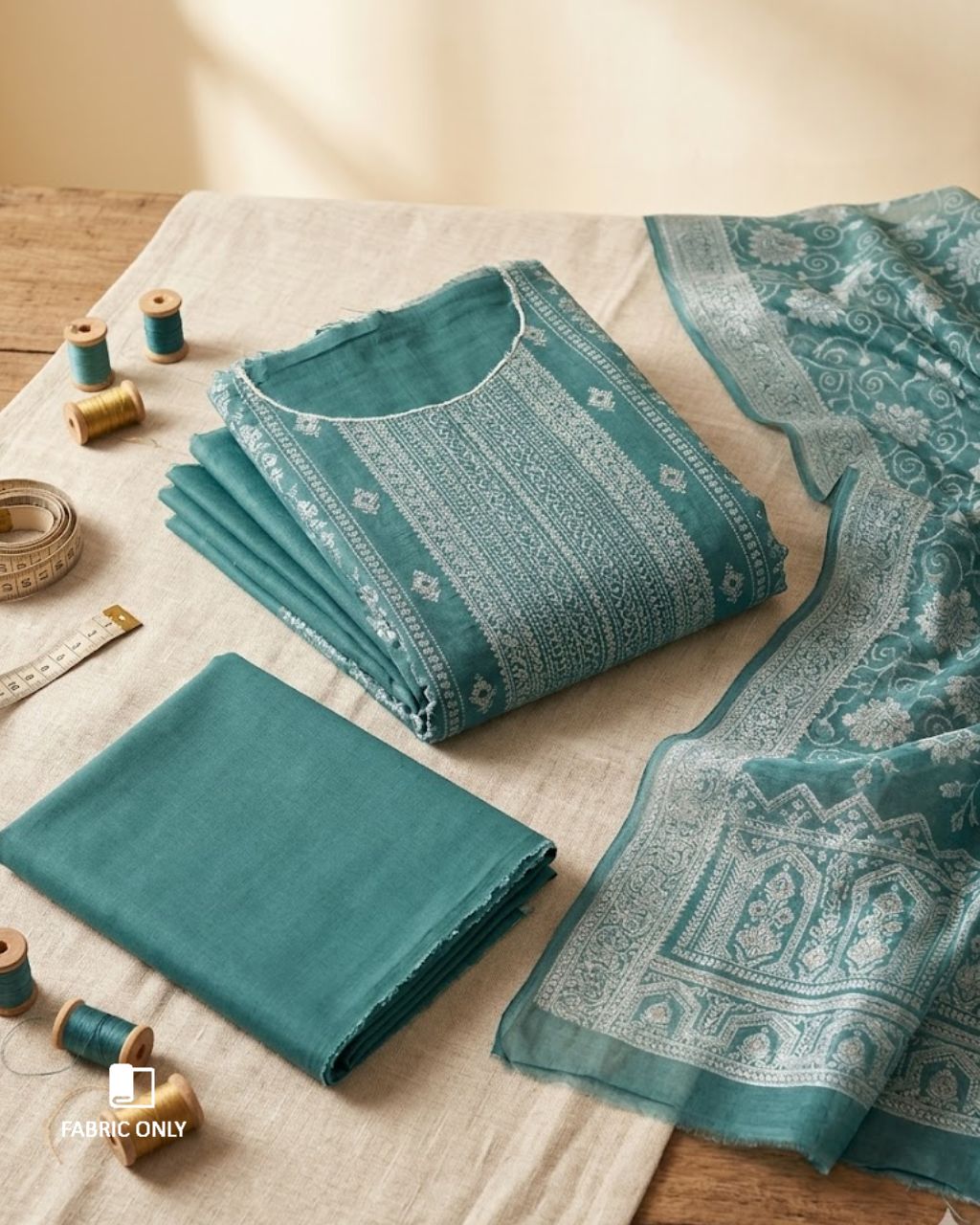 Nero’s Greenish Blue Cotton Jacquard Swarovski Crafted Opulence Edit