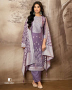 Dr Who Viola Purple Cotton Jaquard with Swarovski Detail Unstitched Dress Material