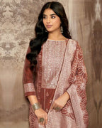 Apple Blossom Orangy Red Cotton Jacquard Swarovski Timeless Elegance