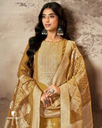 Driftwood Yellowish Orange Cotton Jaquard with Swarovski Detail Unstitched Dress Material