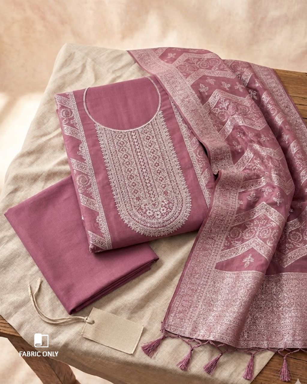 Dusky Rose Cotton Jacquard Swarovski A Touch of Sparkle