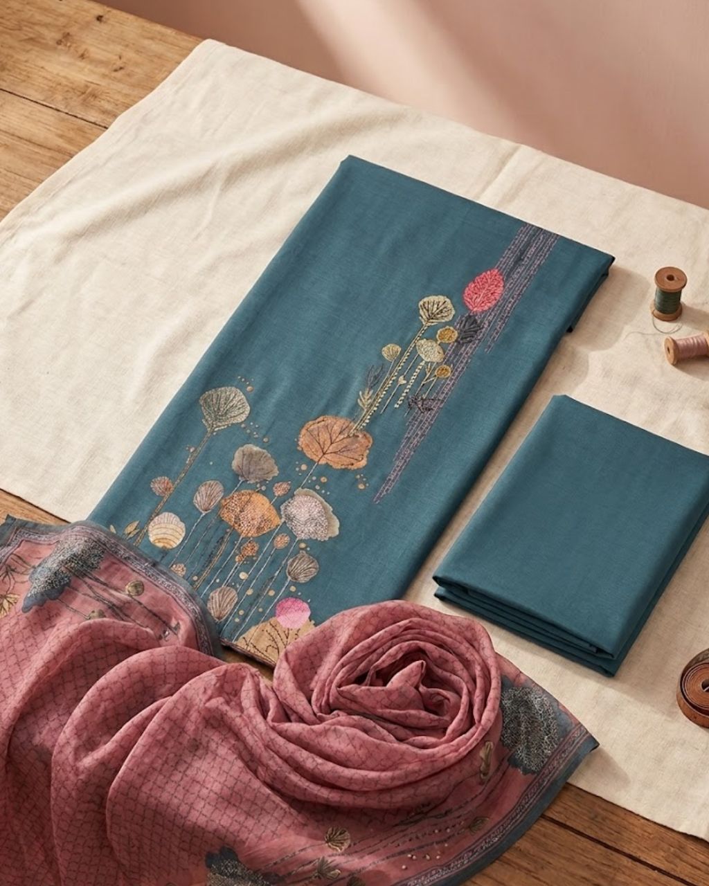 Tempe Star Blue Premium Wool Pashmina Cozy Couture Set