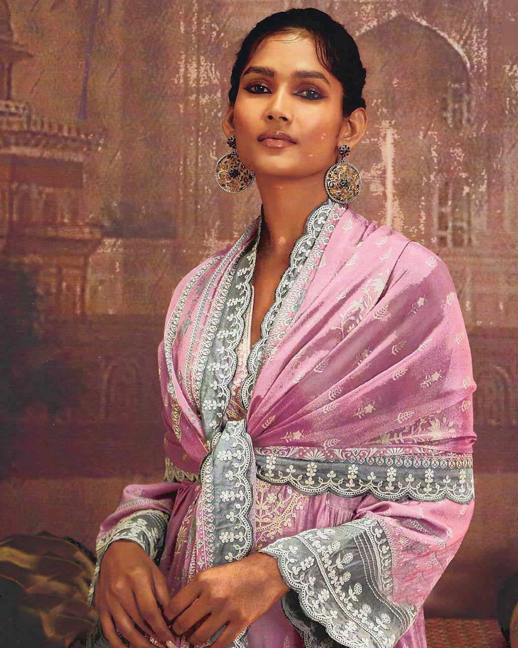Casa Talec Purple Muslin with Regal Dori Embroidery