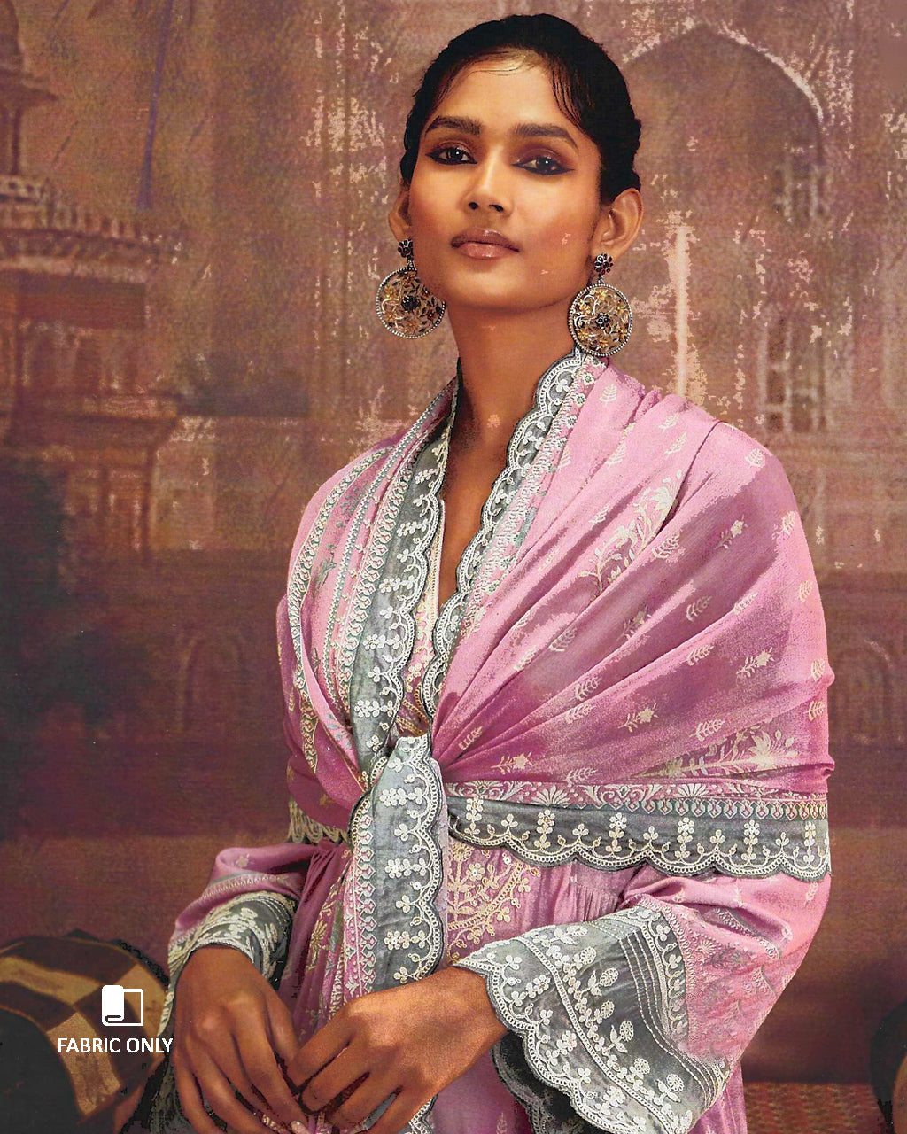 Casa Talec Purple Muslin Digital Print With Dori Embroidery Work Unstitched Dress Material