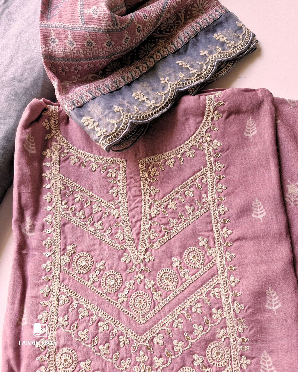 Casa Talec Purple Muslin Digital Print With Dori Embroidery Work Unstitched Dress Material