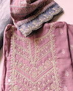 Casa Talec Purple Muslin Digital Print With Dori Embroidery Work Unstitched Dress Material